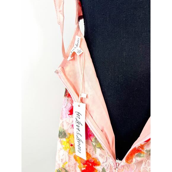 For Love & Lemons Dascha Mini Dress in Pink Large Floral Cut Out Lace Lined - Picture 5 of 5